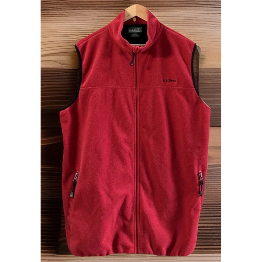 LL‎ Bean Mens Polartec Fleece Vest Sz L Tall Zip Pockets EC